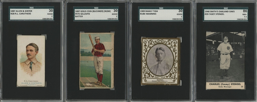1887-1948 Vintage "Grab Bag" SGC-Graded Collection (14 Different) Including Ruth, and Other Hall of Famers